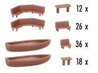 Faller N - 272439 - 64 Bänke und 30 Tische - Artikelbild