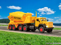 Viessmann H0 - 8013 - H0 MAGIRUS DEUTZ 3-achs Eckhauber mit Betonmischauflieger, Basis, Funktionsmodell - Artikelbild