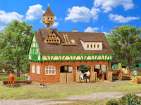 Vollmer H0 - 43726 - H0 Stall mit Taubenschlag und Pferdeboxen mit abnehmbarem Dach