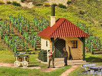 Vollmer H0 - 45129 - H0 Weinberghaus mit Rebstöcken und Bollerwagen