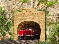 Vollmer N - 47813 - N Tunnelportal mit Aufsatz, zweigleisig, 2 Stück