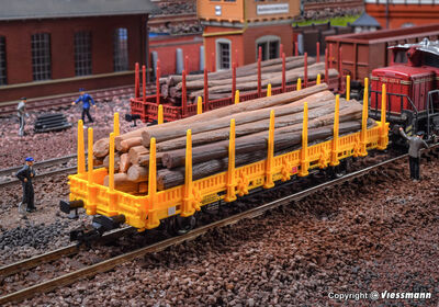 Kibri H0 - 16200 - H0 Niederbordwagen, gelb - Artikelbild