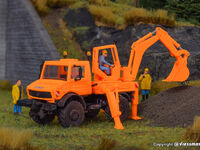 Kibri H0 - 18480 - H0 UNIMOG mit Aufbaubagger