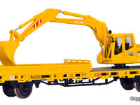 Kibri H0 - 26250 - H0 Niederbordwagen mit ATLAS Bagger GleisBau, Fertigmodell - Artikelbild