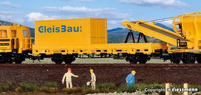 Kibri H0 - 26264 - H0 Schutzwagen mit Auflage für MFS 100 und Container GleisBau, Fertigmodell - Artikelbild