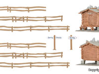 Kibri N - 37028 - N Stadel Sertig mit Zaun, 2 Stück - Artikelbild