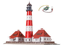 Kibri N - 37300 - N Leuchtturm Westerheversand mit 2 Nebengebäuden, Funktionsbausatz - Artikelbild
