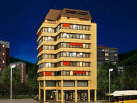 Kibri H0 - 38218 - H0 Hochhaus mit Ladenpassage und Penthauswohnung inkl. Etageninnenbeleuchtung