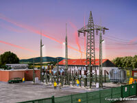 Kibri H0 - 39840 - H0 Umspannwerk Unterwerk Baden-Baden mit Elektroblitzen