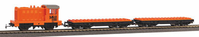 Piko H0 - 57143 - Start-Set mit Bettung Güterzug mit Klemmbaustein-Wagen R/C - Artikelbild